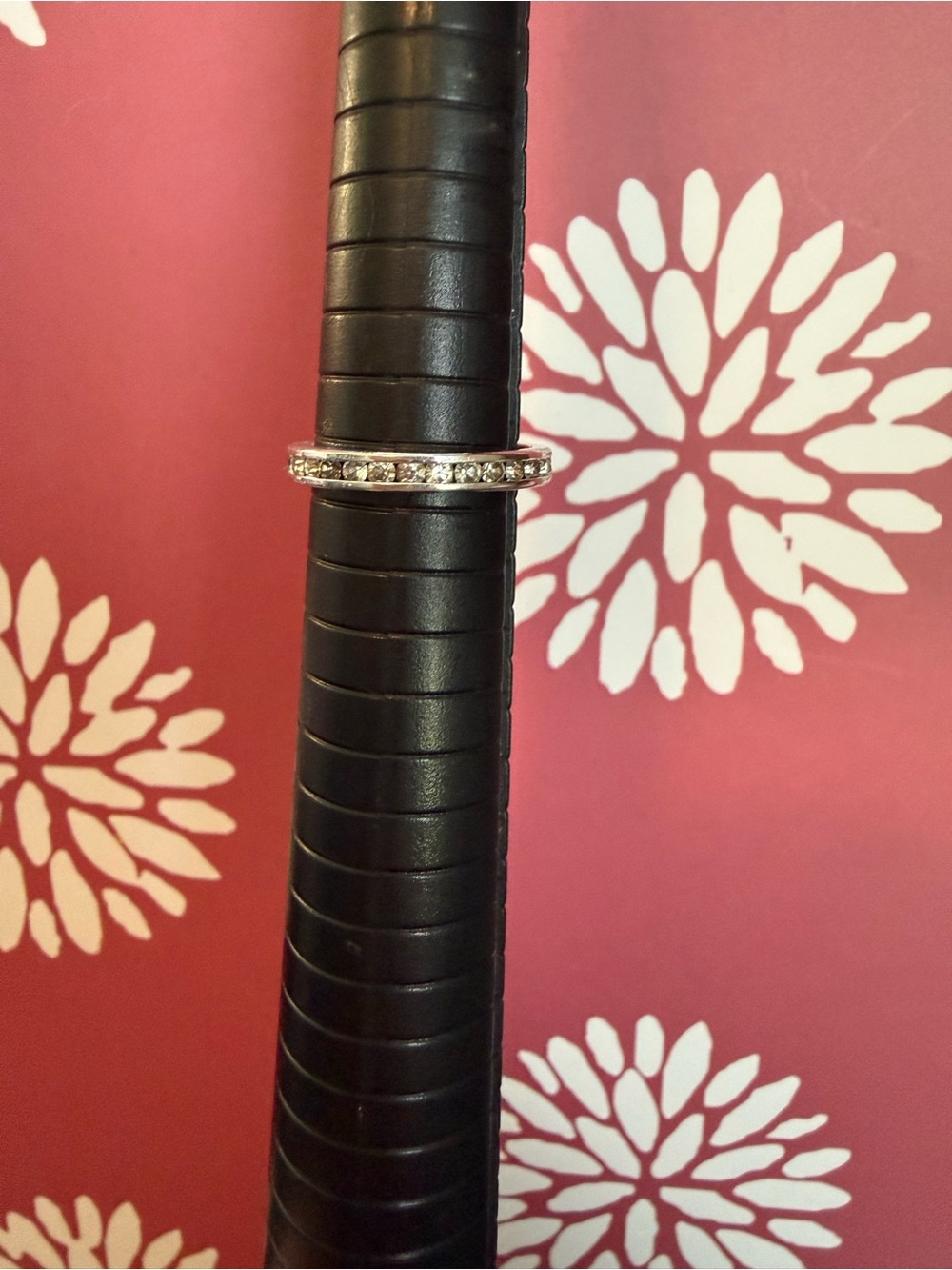 Silver-Tone Crystal Eternity Band - Clear Stones